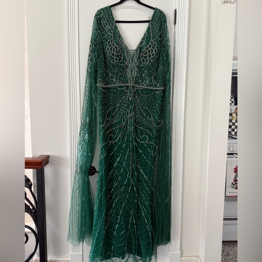 Elegant Green Beaded Gown